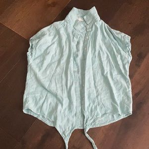 Teal, short sleeve, collared bottom down shirt